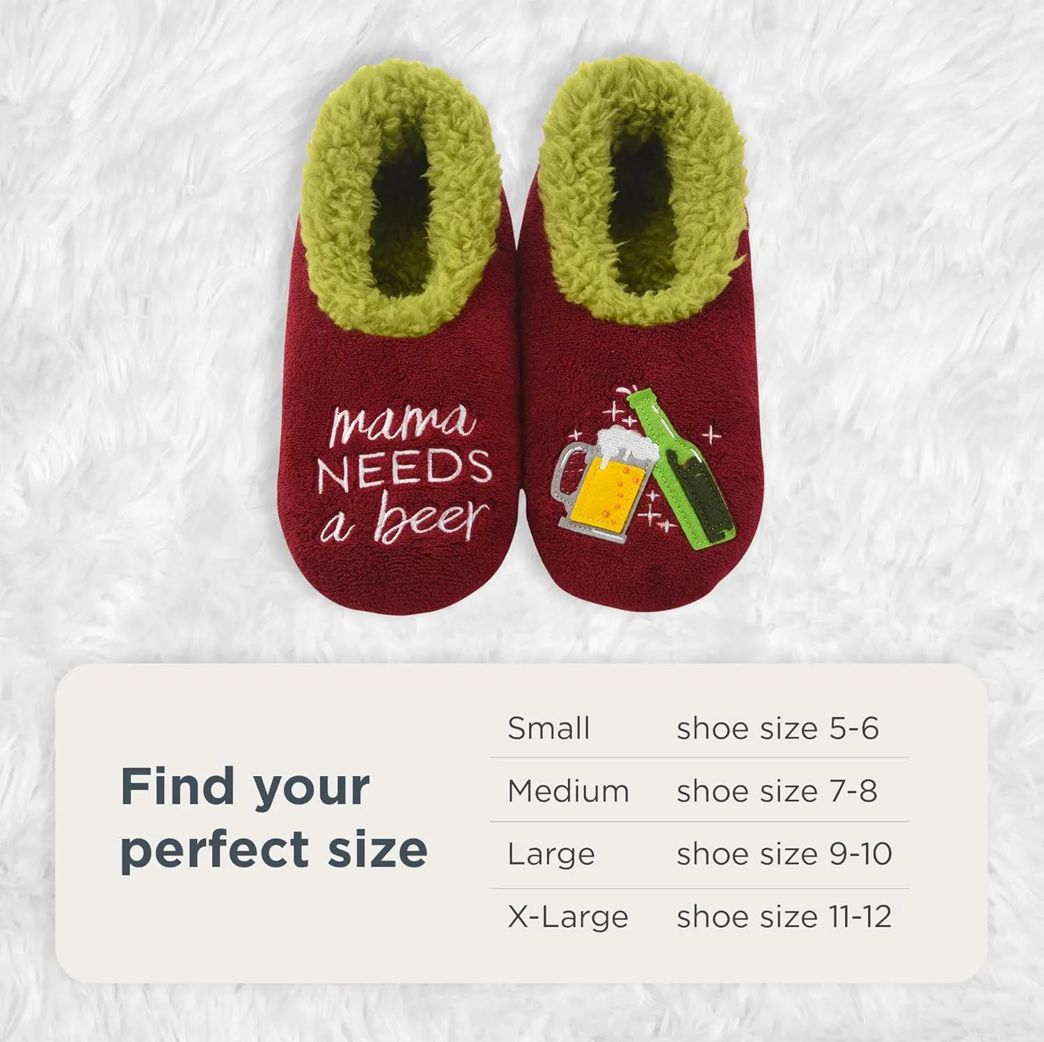 Snoozies Pairables Sherpa-lined Slipper Socks - Fuzzy and Cute Slippers for Women with Non-Slip Sole - Ladies Warm Slippers