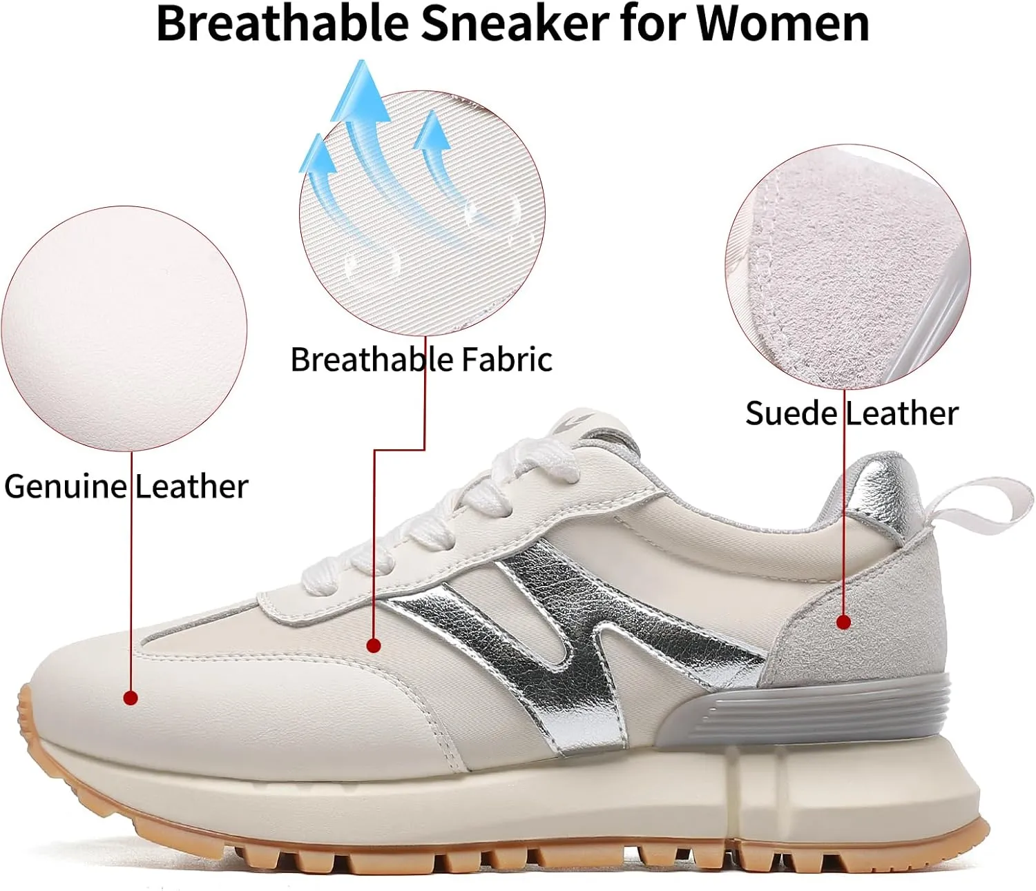 somiliss Sneakers for Women Genuine Leather Suede Patchwork Non-Slip Casual Walking Shoes Comfortable Gym Tennis Running Shoes Womens Fashion Sneakers