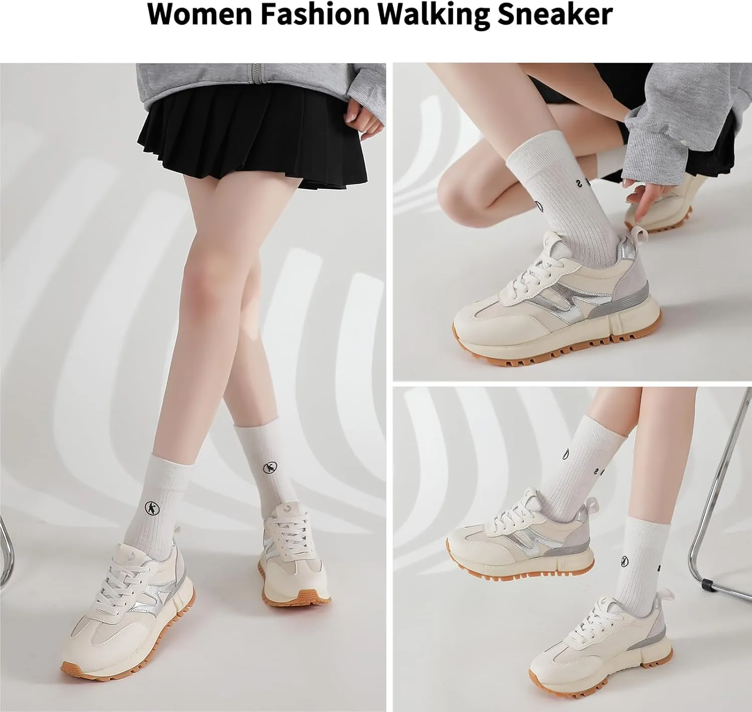 somiliss Sneakers for Women Genuine Leather Suede Patchwork Non-Slip Casual Walking Shoes Comfortable Gym Tennis Running Shoes Womens Fashion Sneakers