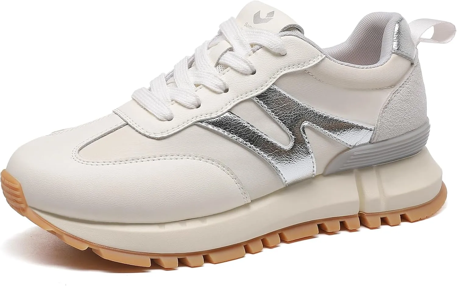 somiliss Sneakers for Women Genuine Leather Suede Patchwork Non-Slip Casual Walking Shoes Comfortable Gym Tennis Running Shoes Womens Fashion Sneakers