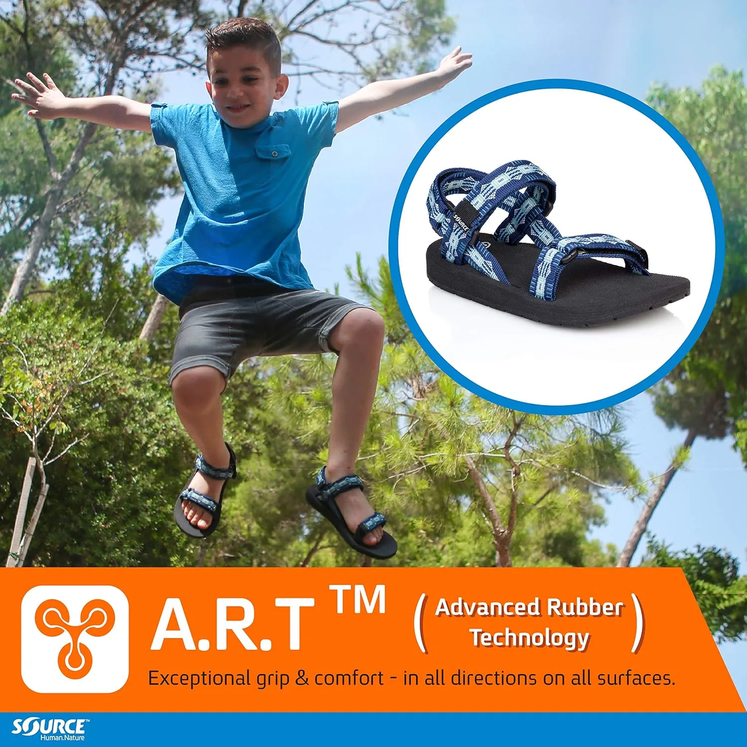 Source Classic Kids Boys Sandals | Comfortable, Quick-Drying, Non-Slip, Durable Hiking Sandals