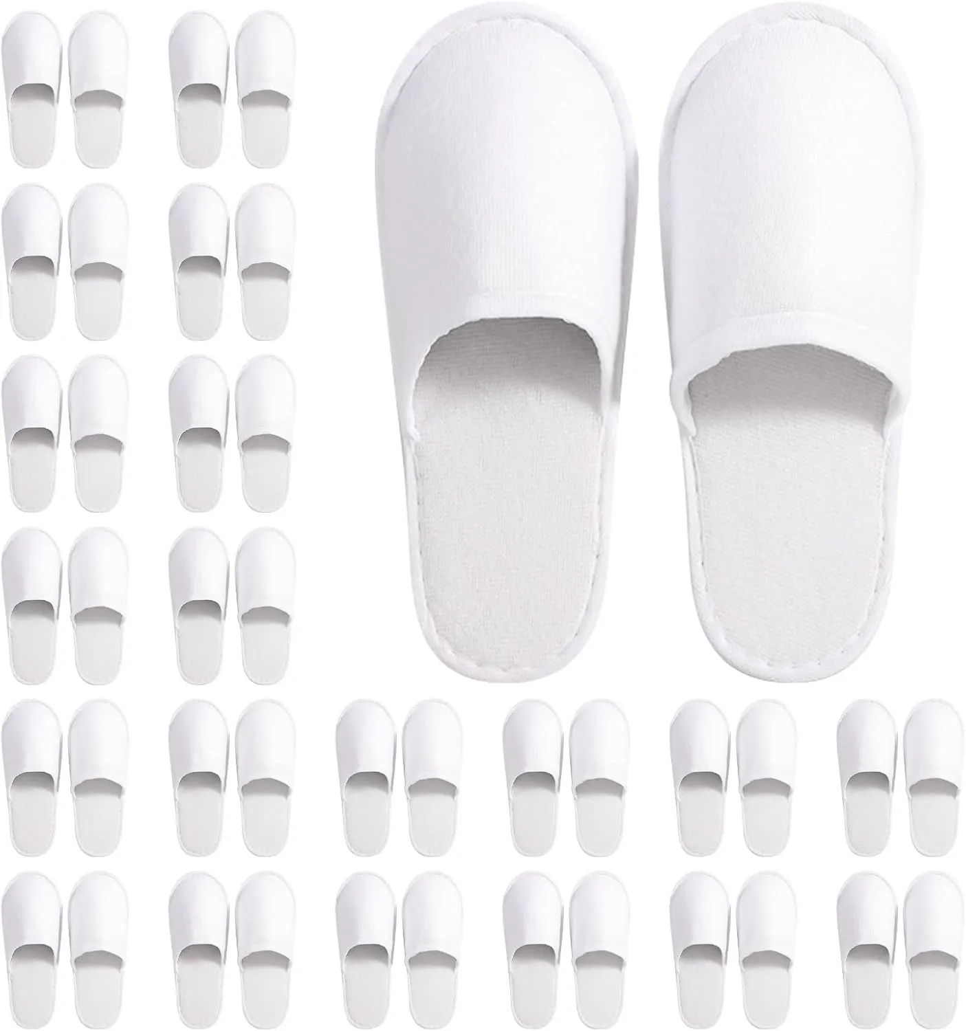 Spa Slippers,Disposable Hotel Slippers for Guests,Non Slip House Slippers, Cotton Closed Toe Slippers,Washable & Reusable,Fits up to Adult US Men Size 10 & Women Size 11 (20)