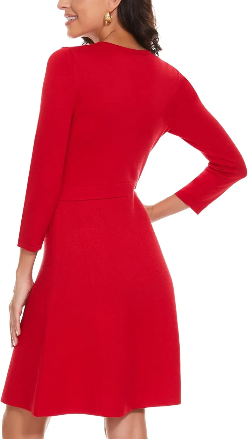 Spicy Sandia Women's Sweater Dress A-Line Crew Neck Knit Skater Dress