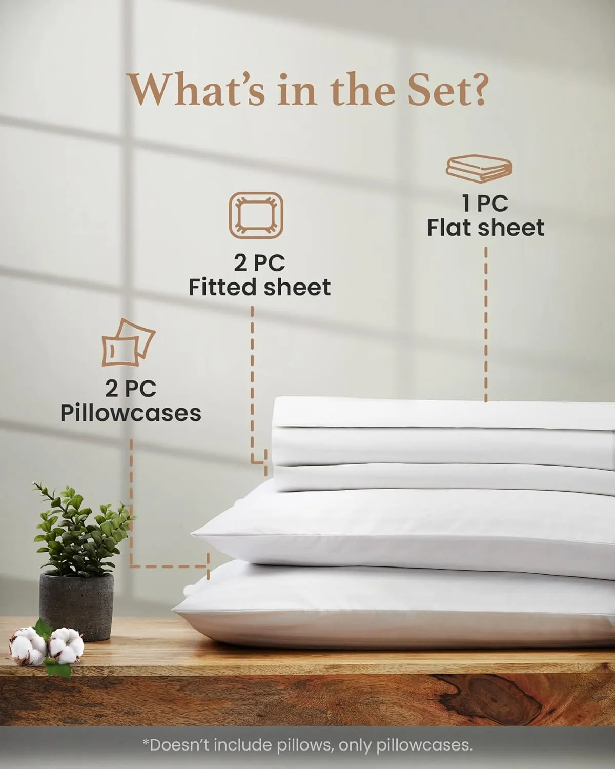 Split King Sheets Sets for Adjustable Bed Cotton, Luxury Sheets, 1000 TC Egyptian Cotton Sheets, 5 Piece 100% Cotton Split King Sheet Set, Sateen Sheets, 2 Fitted - 16" Deep Pocket, White