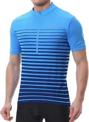 Spotti Men's Cycling Bike Jersey Short Sleeve with 3 Rear Pockets- Moisture Wicking, Breathable, Quick Dry Biking Shirt