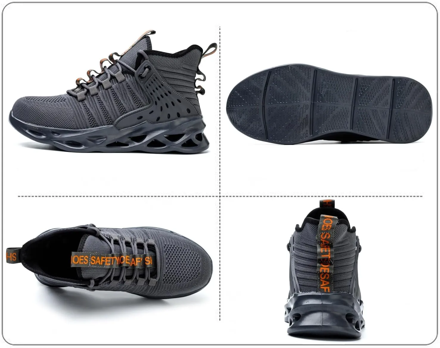 Steel Toe Shoes for Men Women Lightweight Steel Toe Sneakers Mid Cut Indestructible Work Boots Construction Safety Shoes
