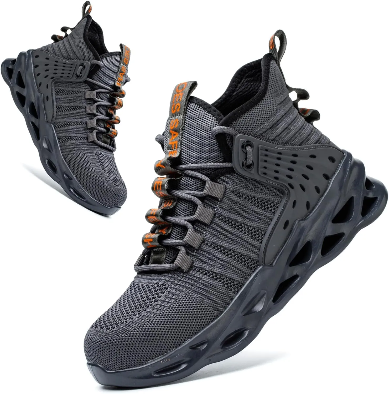 Steel Toe Shoes for Men Women Lightweight Steel Toe Sneakers Mid Cut Indestructible Work Boots Construction Safety Shoes