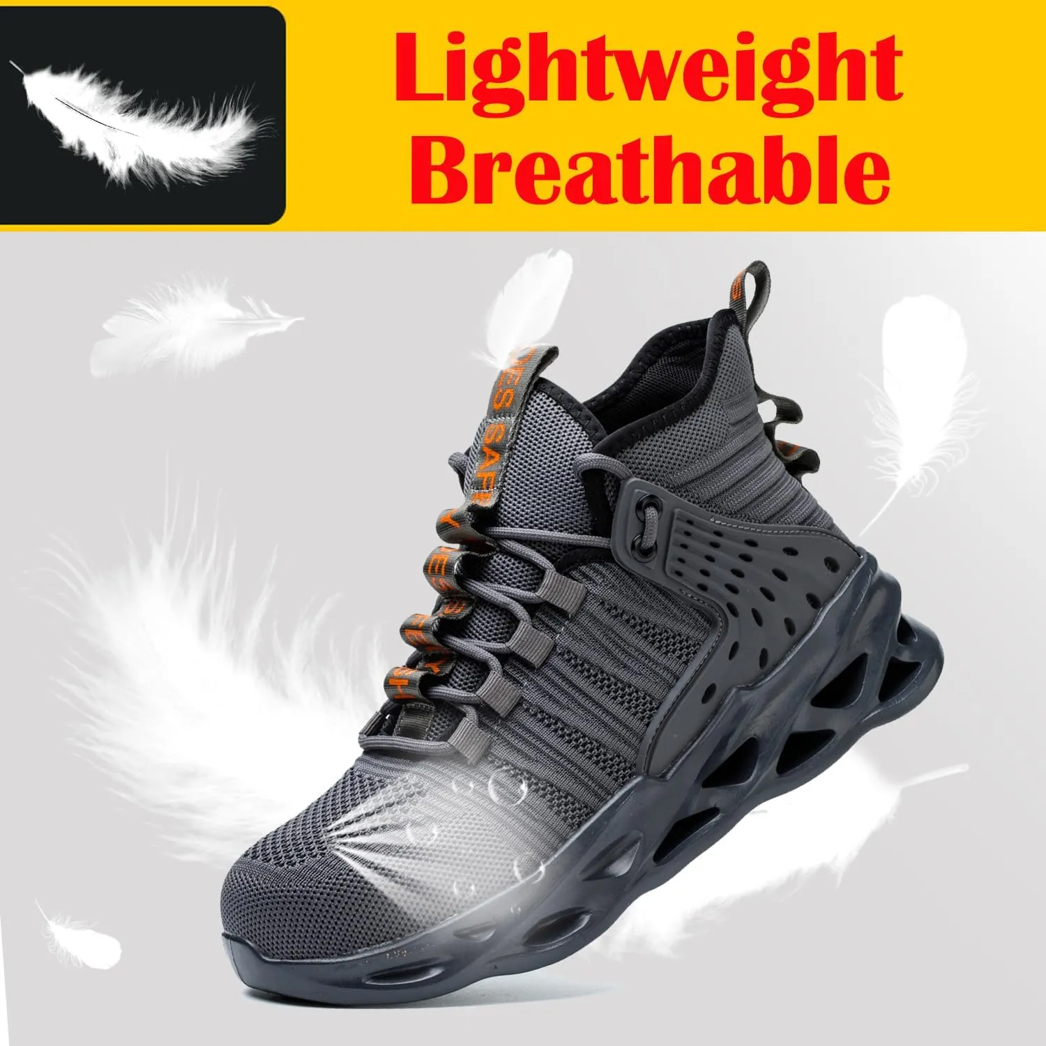 Steel Toe Shoes for Men Women Lightweight Steel Toe Sneakers Mid Cut Indestructible Work Boots Construction Safety Shoes