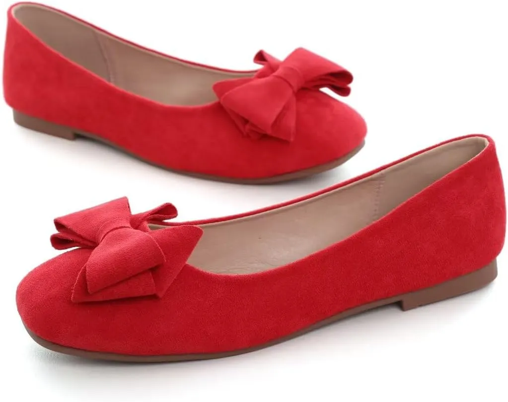 Stunner Women's Casual Flats Square Toe Bowknot Ballet Flats Comfortable Slip On Wedding Dress Shoes