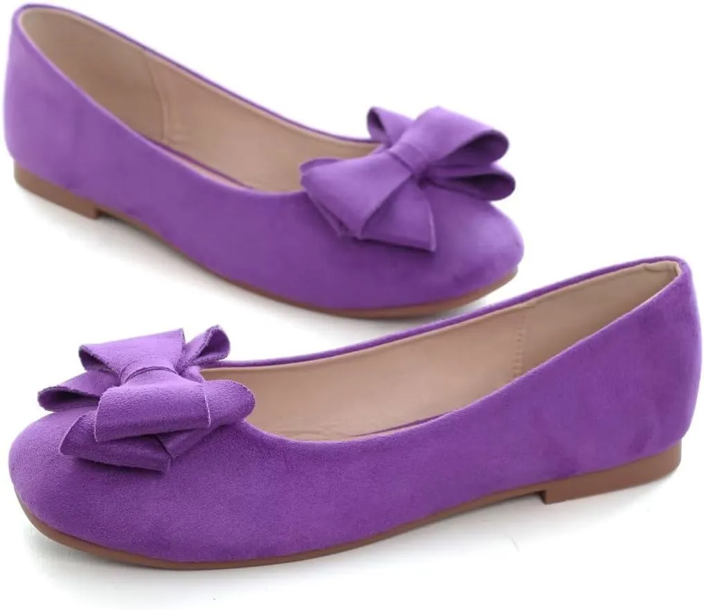 Stunner Women's Casual Flats Square Toe Bowknot Ballet Flats Comfortable Slip On Wedding Dress Shoes