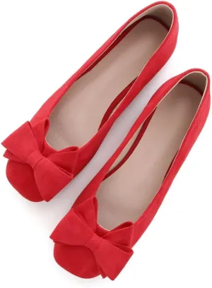 Stunner Women's Casual Flats Square Toe Bowknot Ballet Flats Comfortable Slip On Wedding Dress Shoes