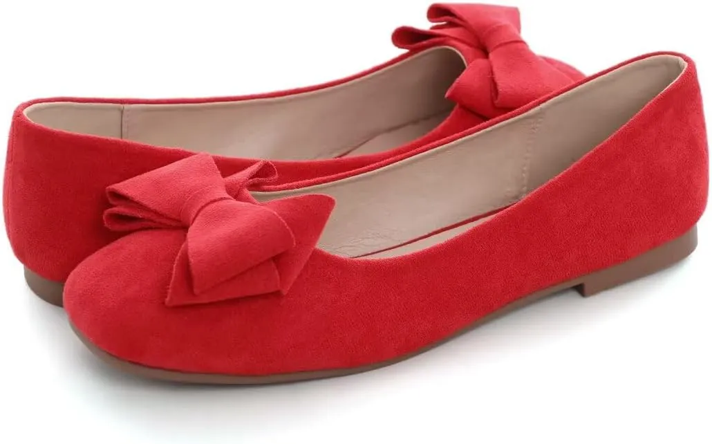 Stunner Women's Casual Flats Square Toe Bowknot Ballet Flats Comfortable Slip On Wedding Dress Shoes