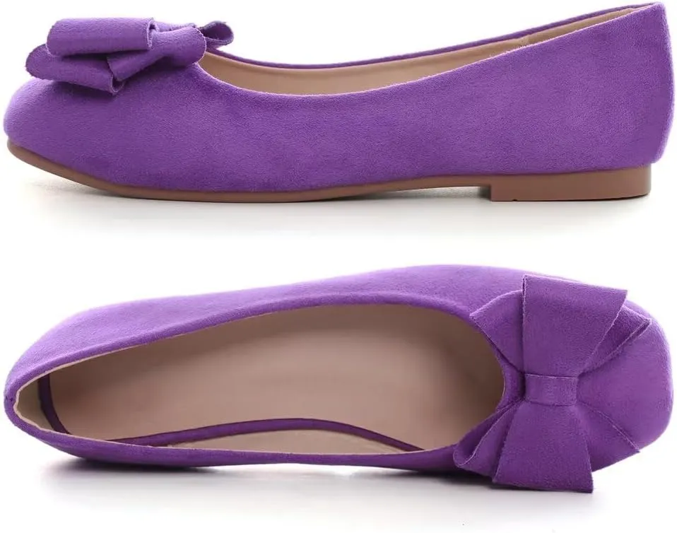 Stunner Women's Casual Flats Square Toe Bowknot Ballet Flats Comfortable Slip On Wedding Dress Shoes