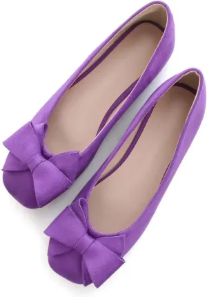 Stunner Women's Casual Flats Square Toe Bowknot Ballet Flats Comfortable Slip On Wedding Dress Shoes