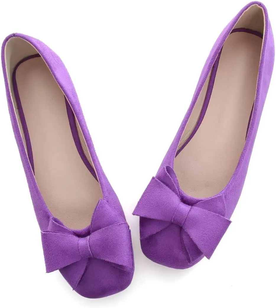 Stunner Women's Casual Flats Square Toe Bowknot Ballet Flats Comfortable Slip On Wedding Dress Shoes