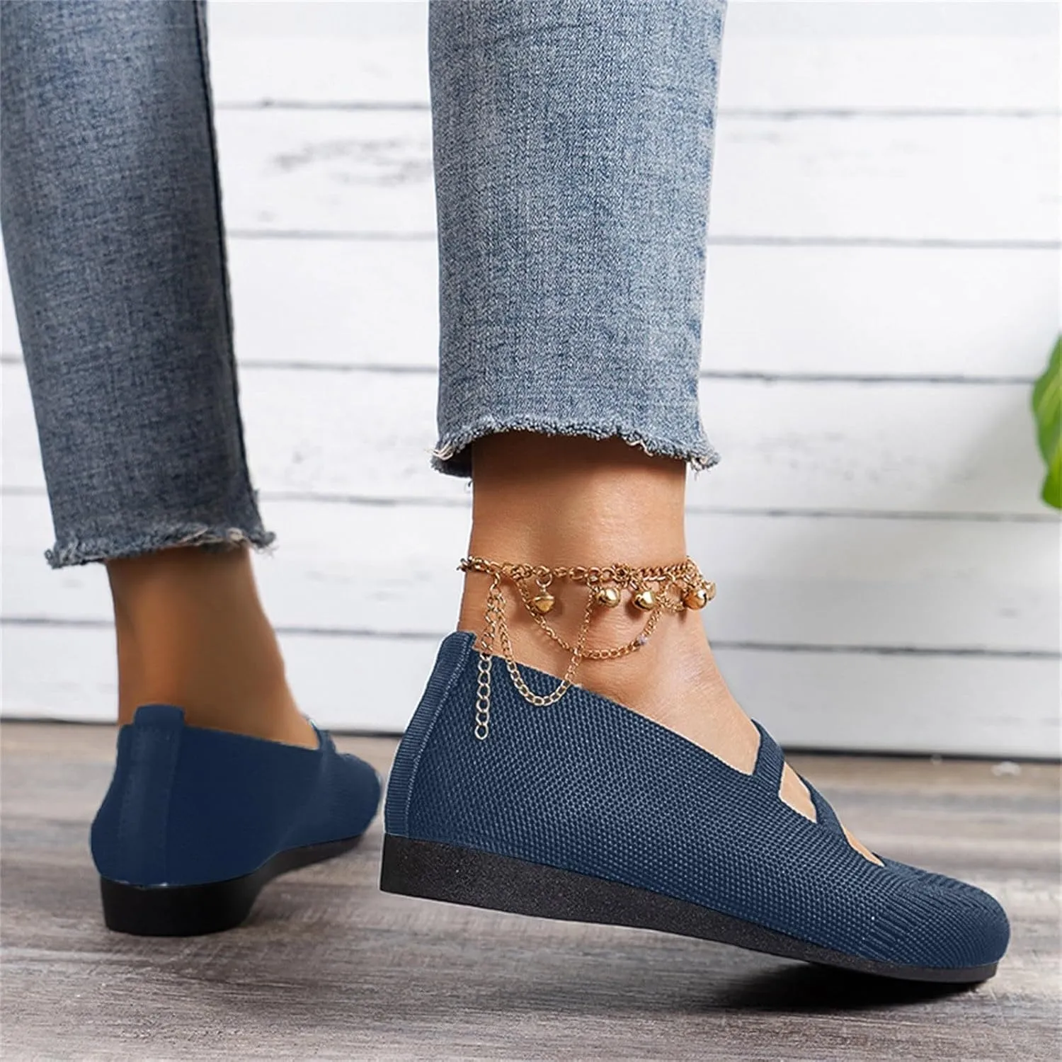 SuanlaTDS Flat Sandals for Women Summer Closed Toe Hollow Out Mesh Breathable 2025 Comfortable Bohemian Slip-on Slides Beach Low Heel Work Walking Shoes Elegant Dressy Daily Wear Flats Loafers