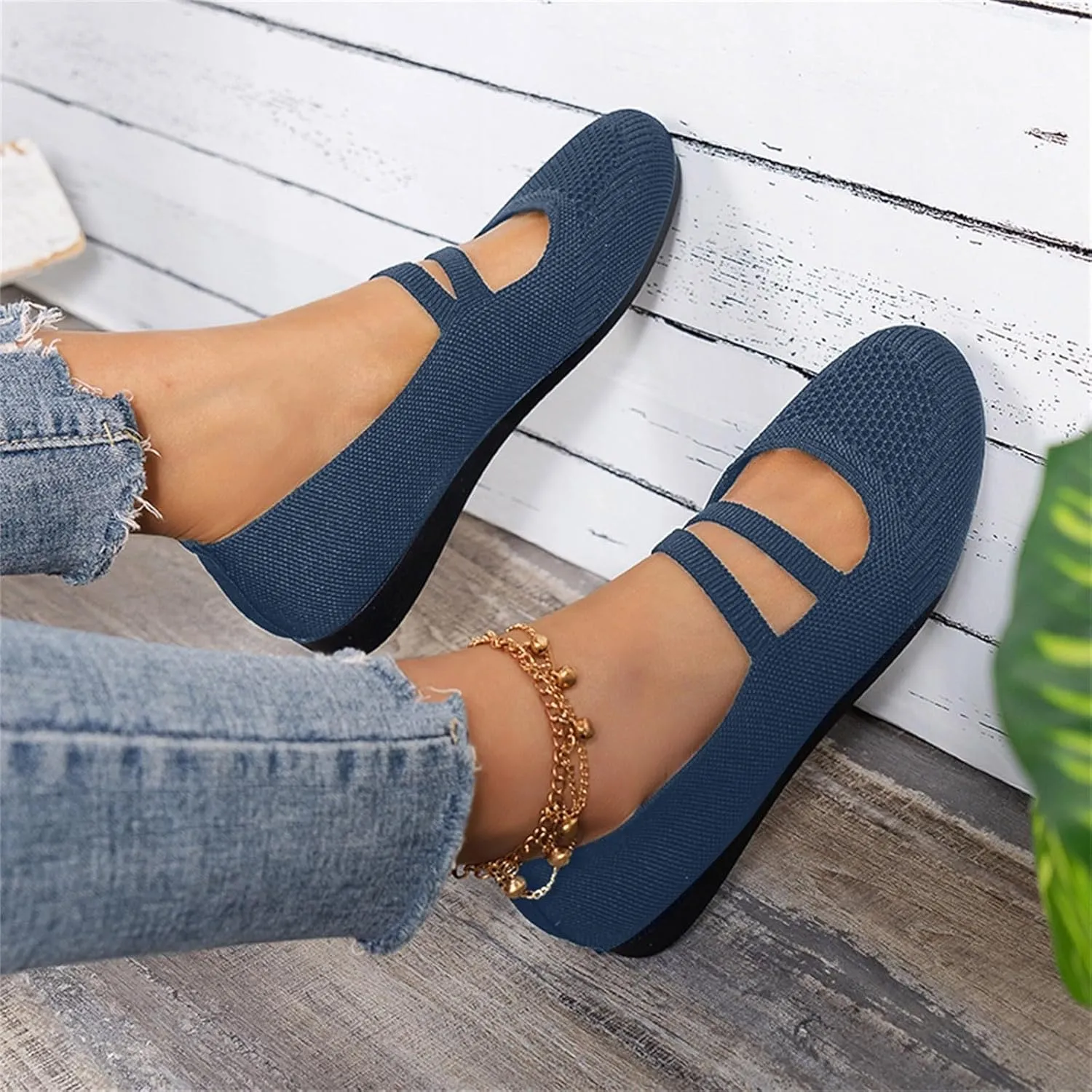 SuanlaTDS Flat Sandals for Women Summer Closed Toe Hollow Out Mesh Breathable 2025 Comfortable Bohemian Slip-on Slides Beach Low Heel Work Walking Shoes Elegant Dressy Daily Wear Flats Loafers