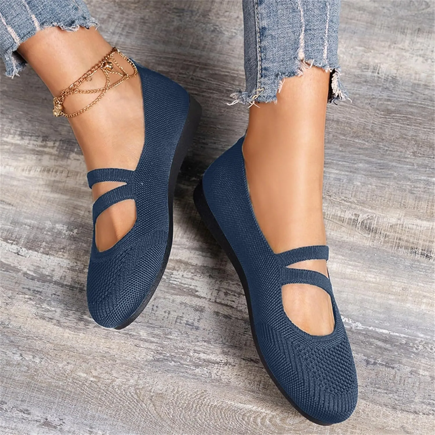 SuanlaTDS Flat Sandals for Women Summer Closed Toe Hollow Out Mesh Breathable 2025 Comfortable Bohemian Slip-on Slides Beach Low Heel Work Walking Shoes Elegant Dressy Daily Wear Flats Loafers