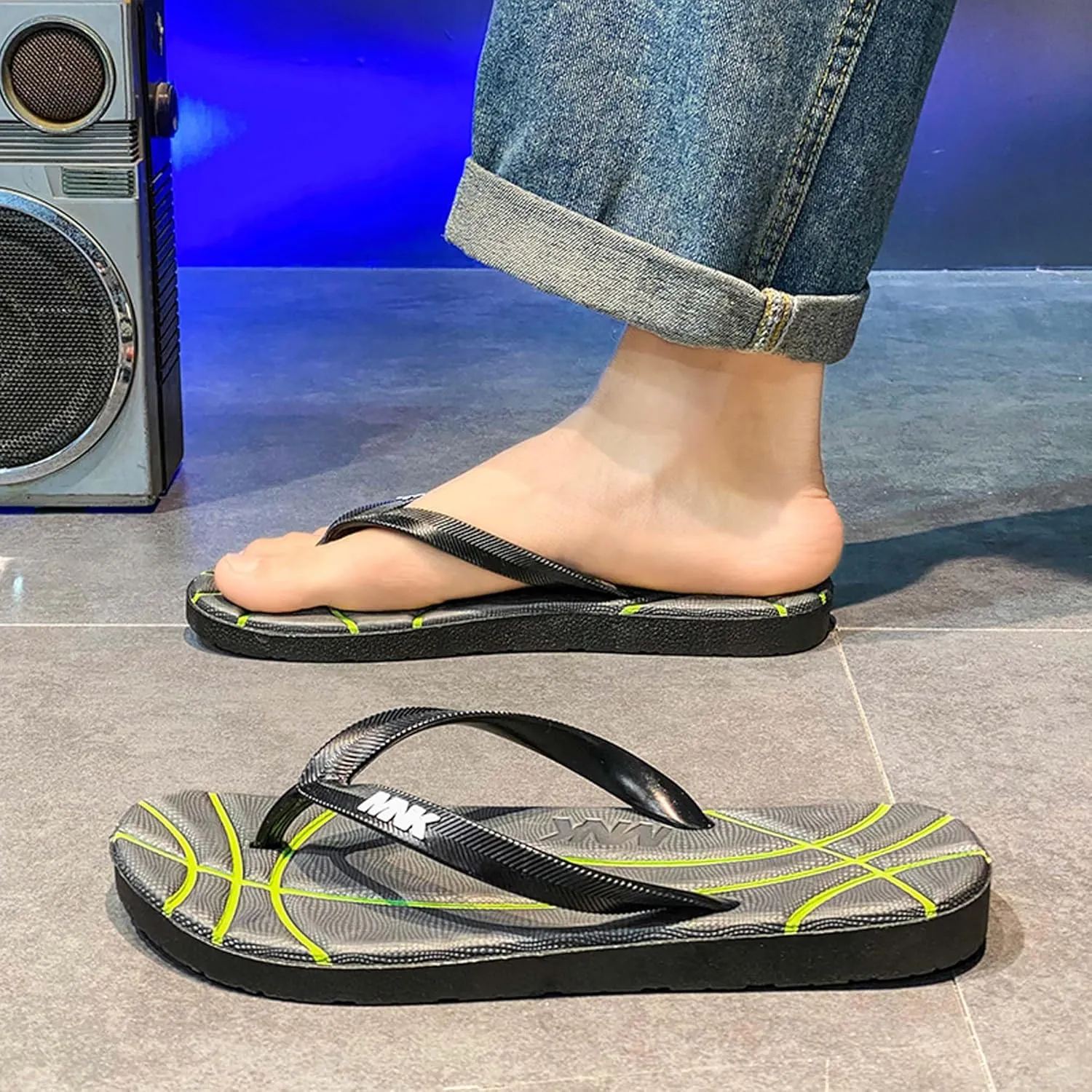 Summer men's flip flops, anti slip quick drying shower slippers, waterproof beach sandals