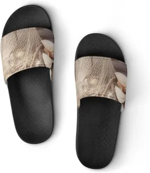Summer Womens Slipper Home Slippers Coastal Fishing Net Shell Non-slip Shower Sandals 43 (265mm) Fashion Sandles for Men, Black-style