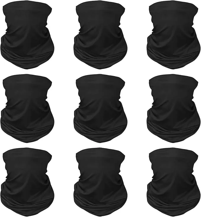 Sun Protection Face Mask Neck Gaiter - 9 Pack Breathable UV Protection Scarf for Men & Women, Hiking, Cycling, Running