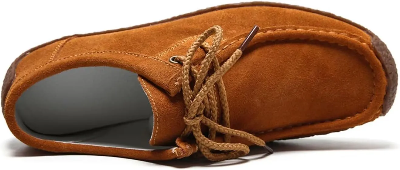 Sunporx Women's Lace-up Moccasin Lefse Shoes Driving Leather Oxford Shoe Non-Slip Comfortable Flat Bottom Walking Shoes