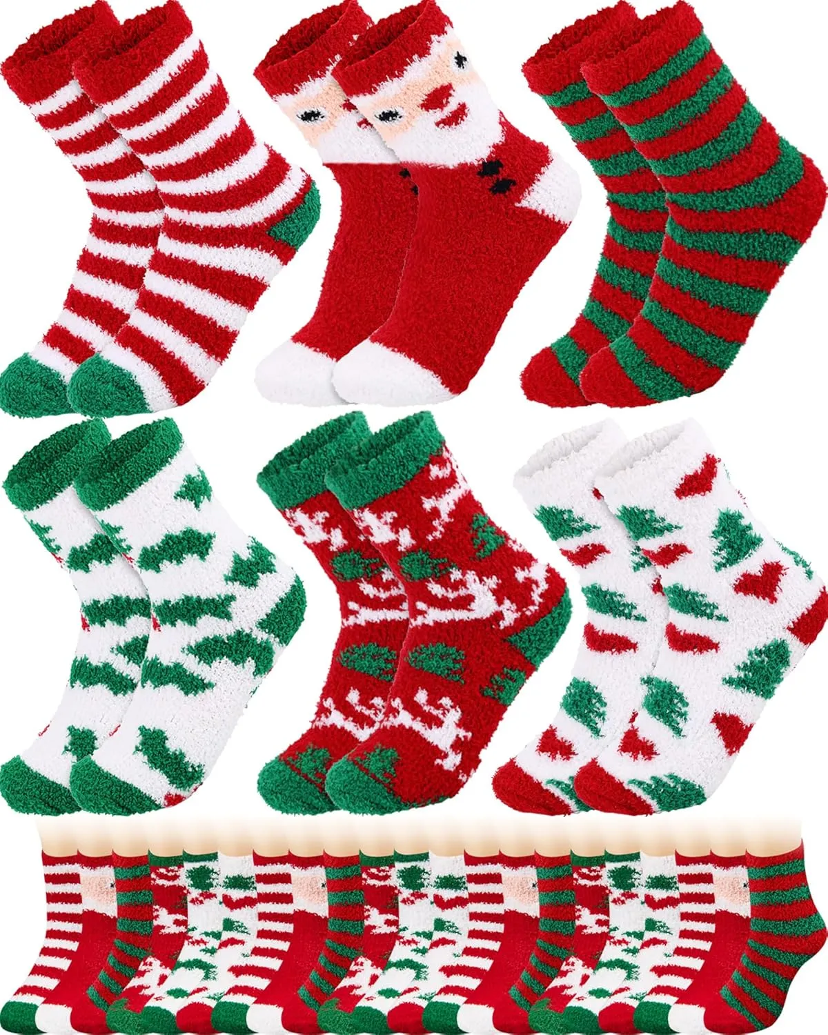 Taiyin 50 Pairs Kids Christmas Fuzzy Socks Bulk Girls Boys Fluffy Winter Warm Slipper Sock Plush Cozy Sleeping Soft Fleece Cute Christmas Gifts