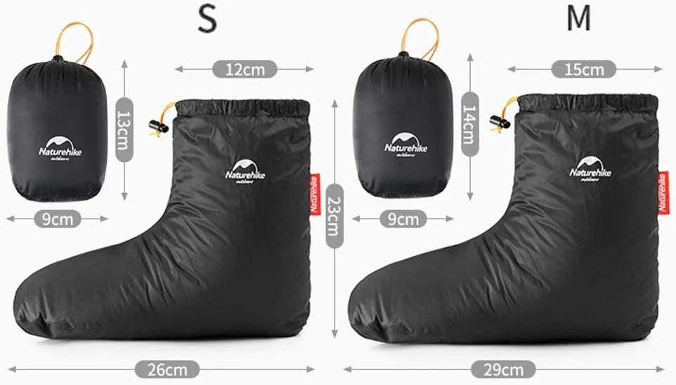 Tentock Ultralight Winter Goose Down Booties Socks Slippers Warm Soft Cozy Water-Resistant for Camping Backpacking Indoor Down Filled Slipper Boots with Storage Bag