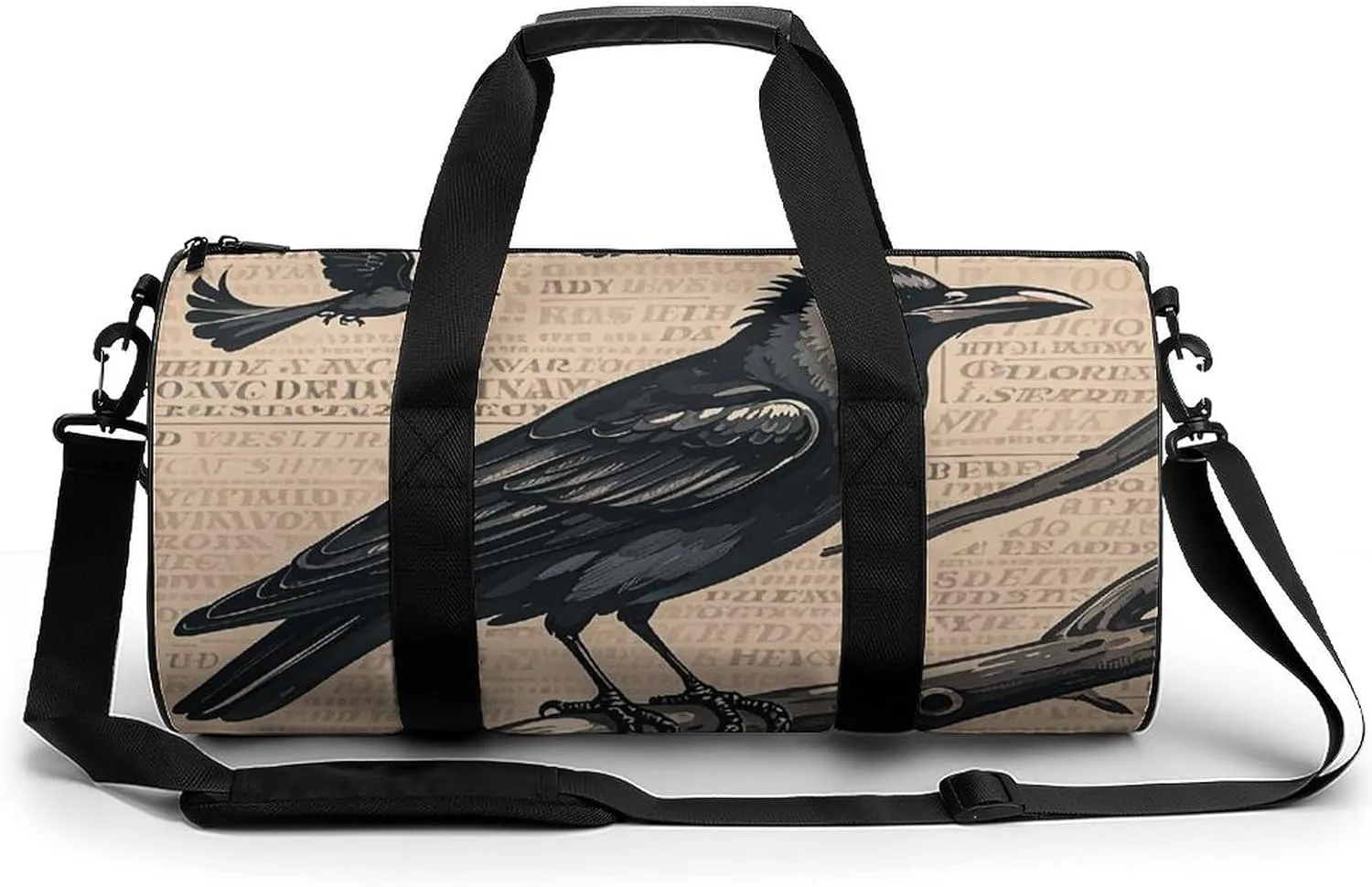 The Mysterious Crow Cylindrical Gym Bag Travel Duffel Bag with Dry Wet Separated Pocket for Men And Women Overnight Bag Weekender Bag Training Handbag Yoga Bag
