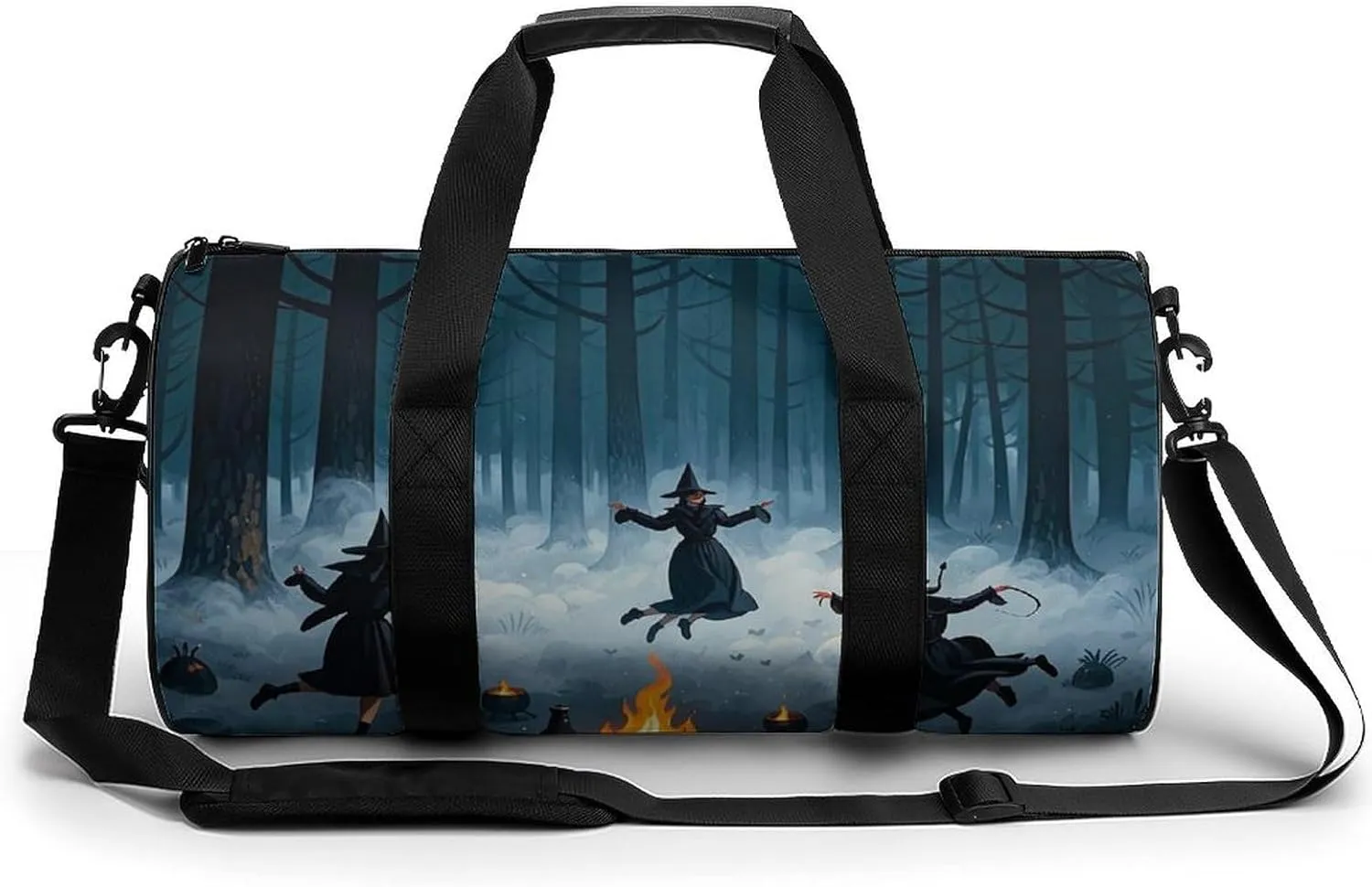 The Witch of The Forest Cylindrical Gym Bag Travel Duffel Bag with Dry Wet Separated Pocket for Men And Women Overnight Bag Weekender Bag Training Handbag Yoga Bag