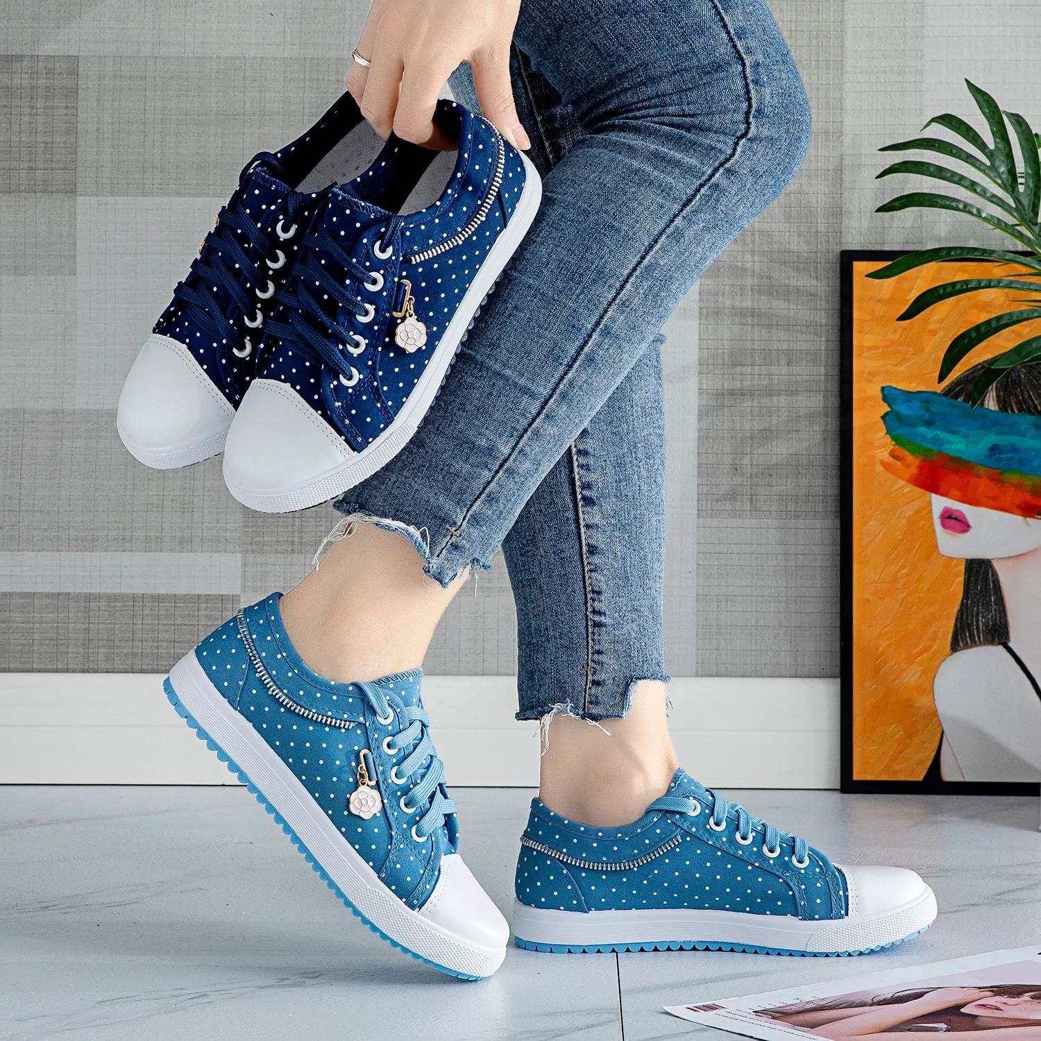themeisles 2018 Summer Korean Style New Women's Hollow Denim Mesh Shoes Flat Casual Shoes Breathable Cloth Shoes Student Mesh Shoes