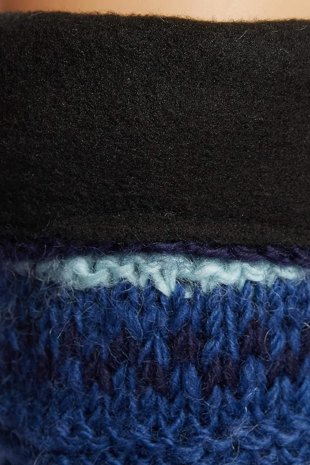 Tibetan Socks Hand Knit Wool Fleece Lined Long Slipper Socks with Non Slip Soles