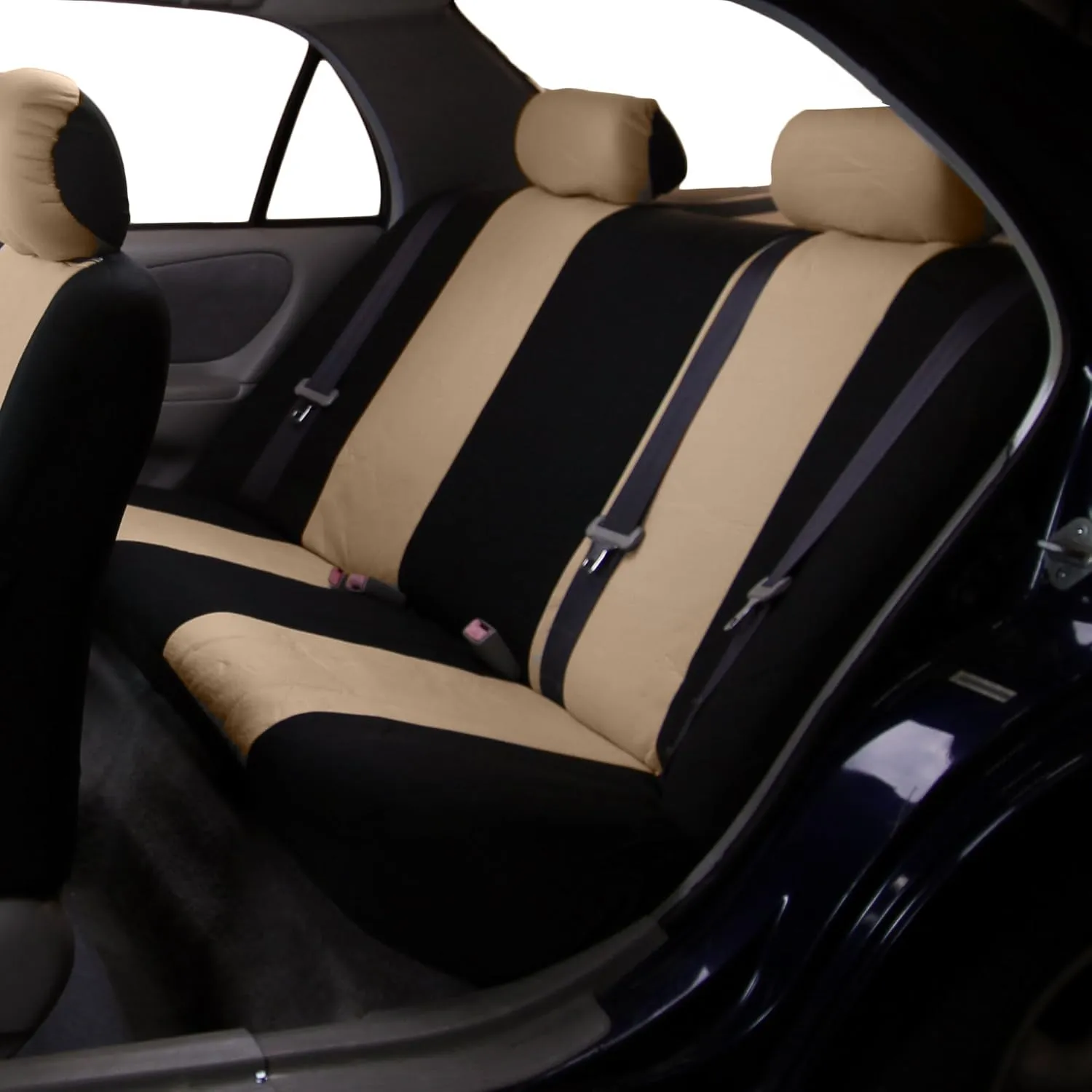 TLH Flat Cloth Seat Covers Rear, Beige Color-Universal Fit for Cars, Auto, Trucks, SUV