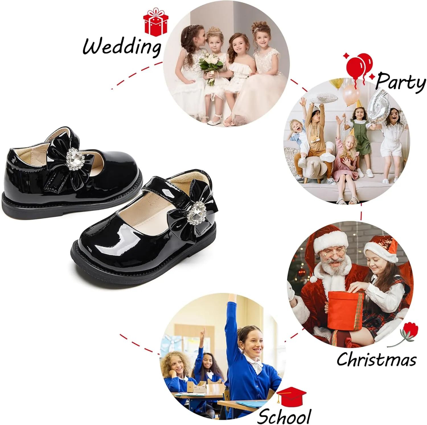 Toddler Girls Mary Jane Flats Oxford Dress Shoes-Little Girls School Shoes Uniform Wedding