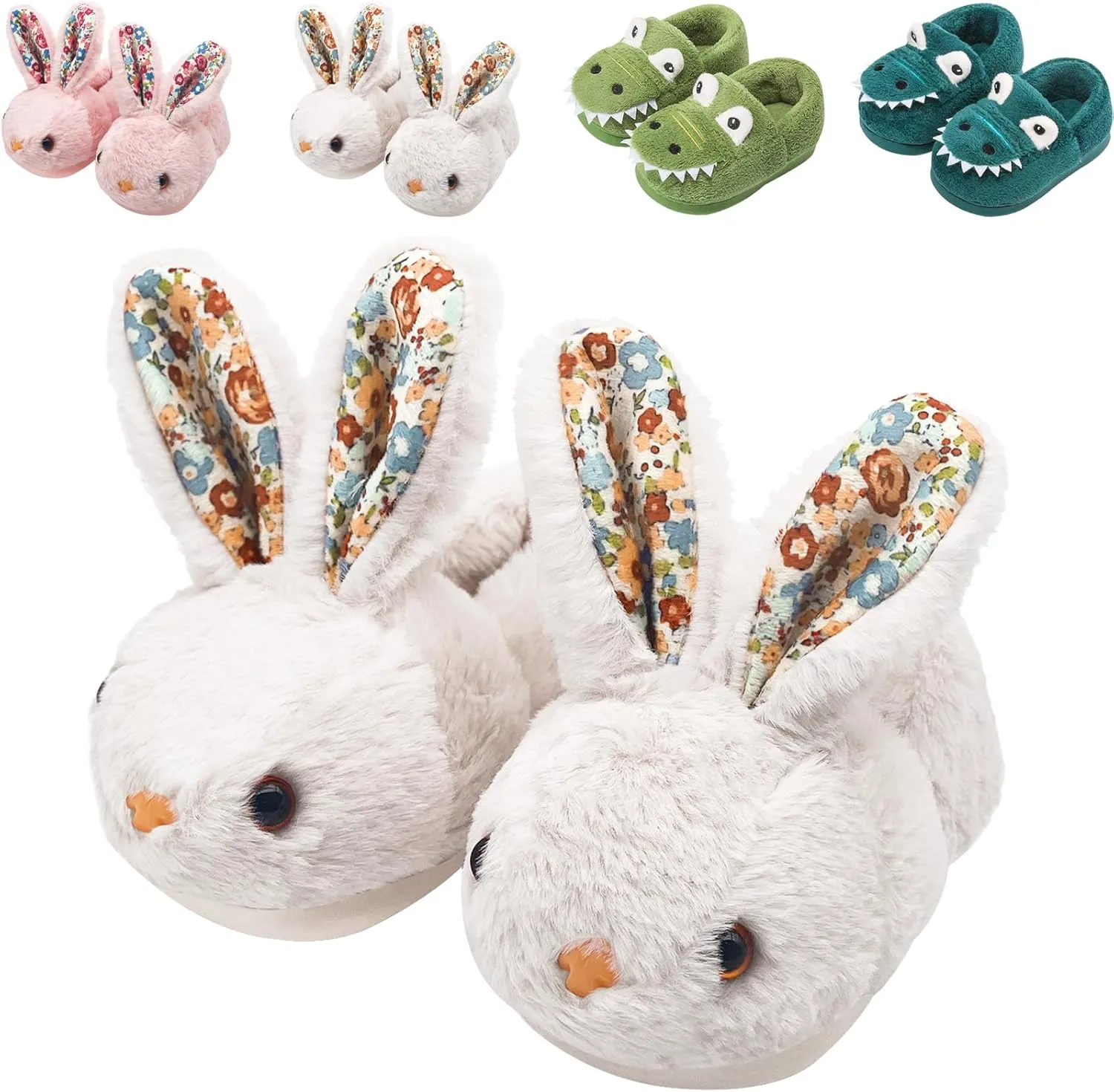 Toddler Slippers Boys Girls Kids Dinosaur Bunny House Slipper Non-slip Warm Winter Soft Fuzzy Indoor Shoes
