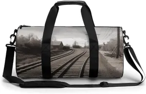Train Track Cylindrical Gym Bag Travel Duffel Bag with Dry Wet Separated Pocket for Men And Women Overnight Bag Weekender Bag Training Handbag Yoga Bag