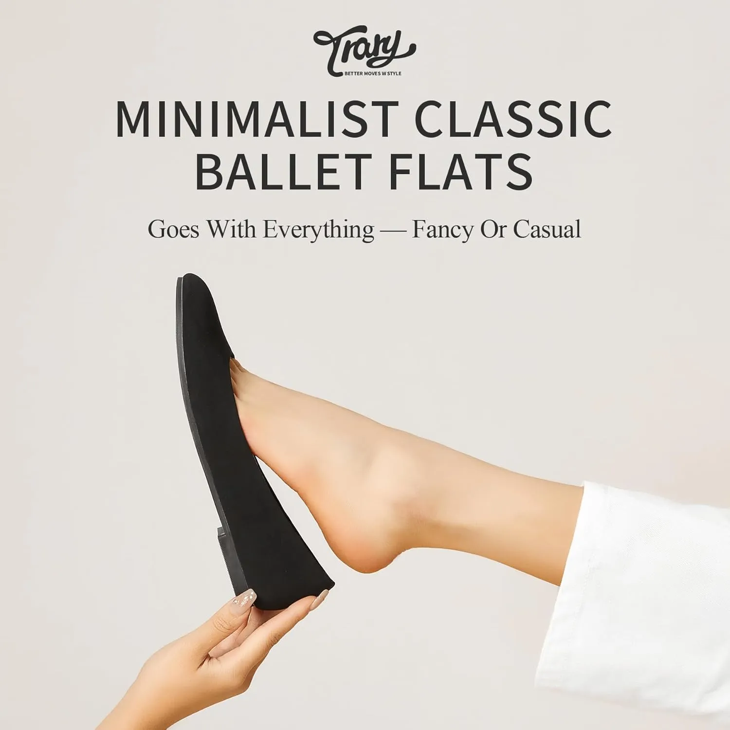 Trary Flats for Women Dressy Comfortable, Ballet Flat,Black Nude Flats Shoes