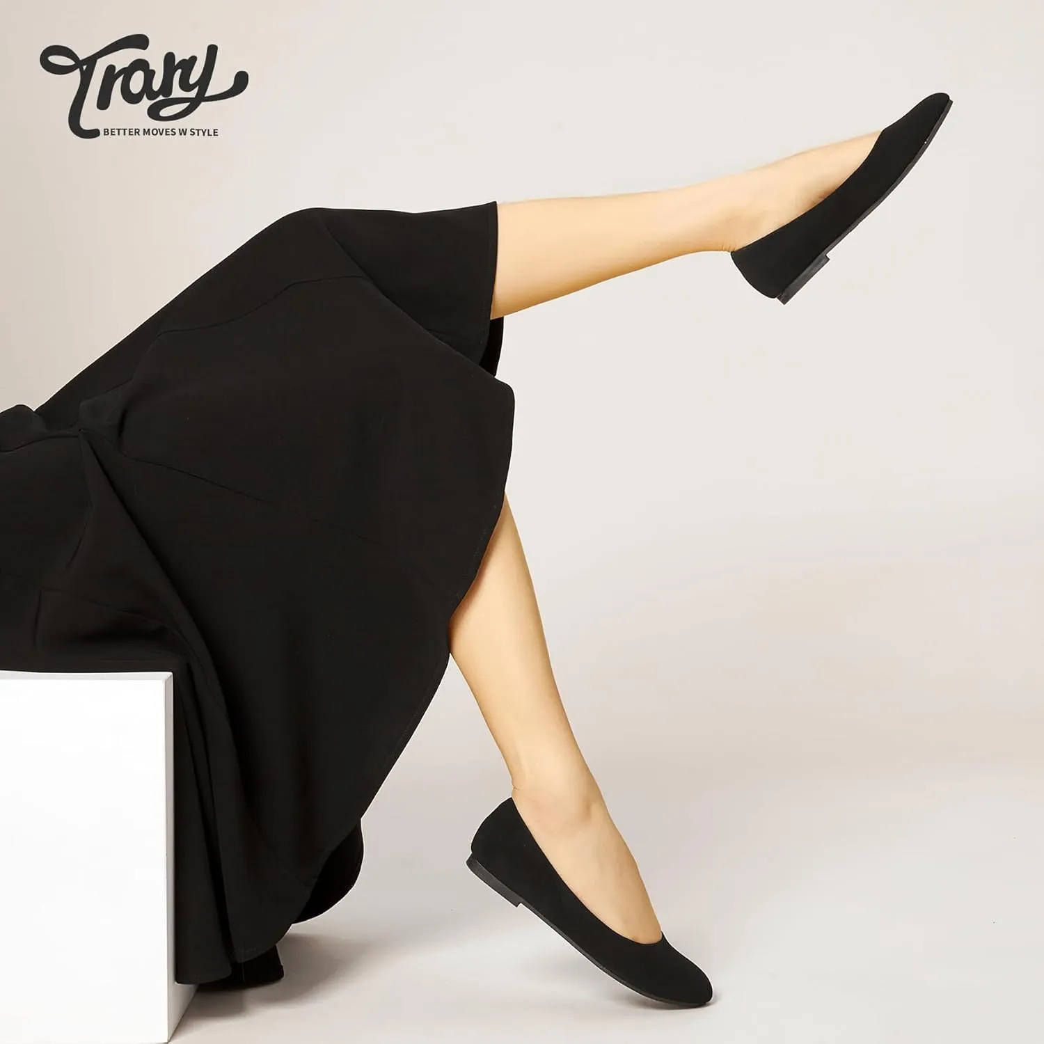 Trary Flats for Women Dressy Comfortable, Ballet Flat,Black Nude Flats Shoes