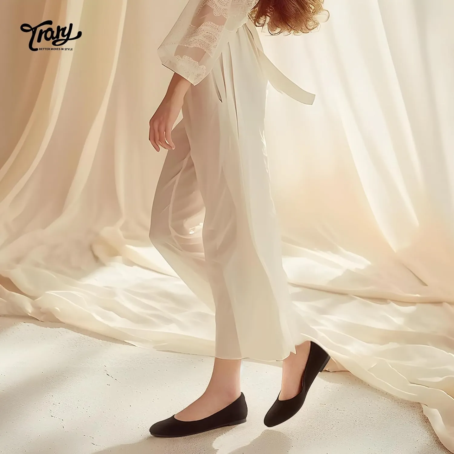 Trary Flats for Women Dressy Comfortable, Ballet Flat,Black Nude Flats Shoes