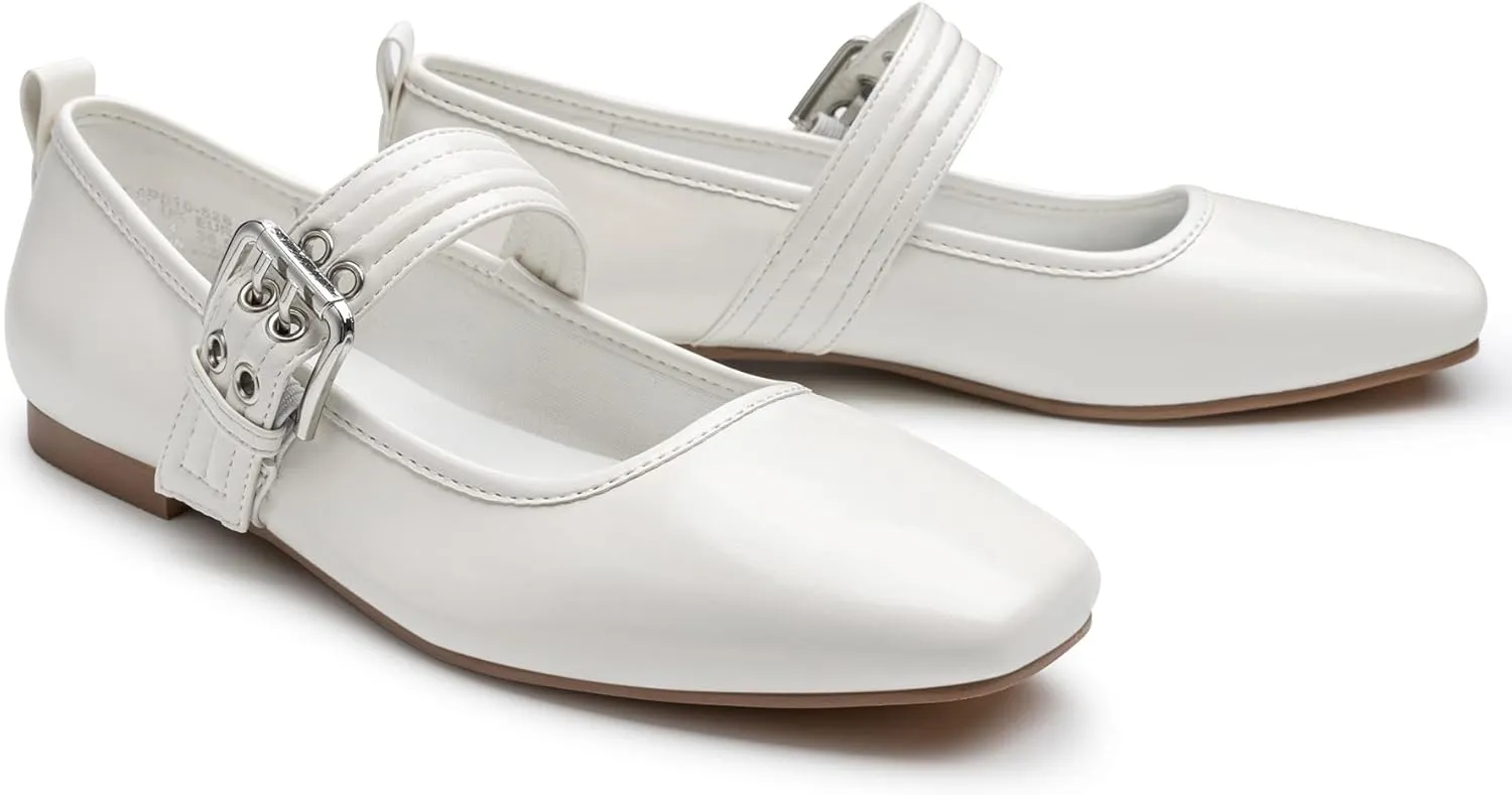Trary Women's Ballet Flats,Mary Jane Shoes for Women,Square Toe Dressy Comfortable Shoes