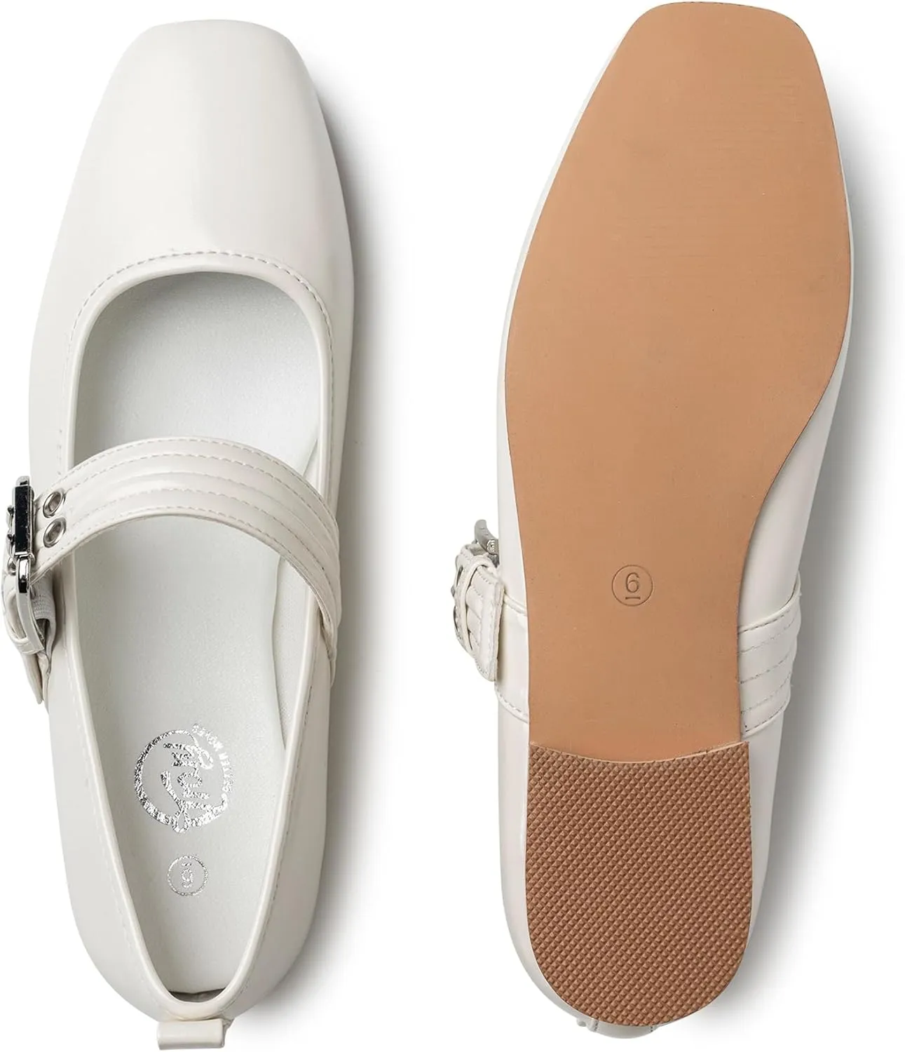 Trary Women's Ballet Flats,Mary Jane Shoes for Women,Square Toe Dressy Comfortable Shoes
