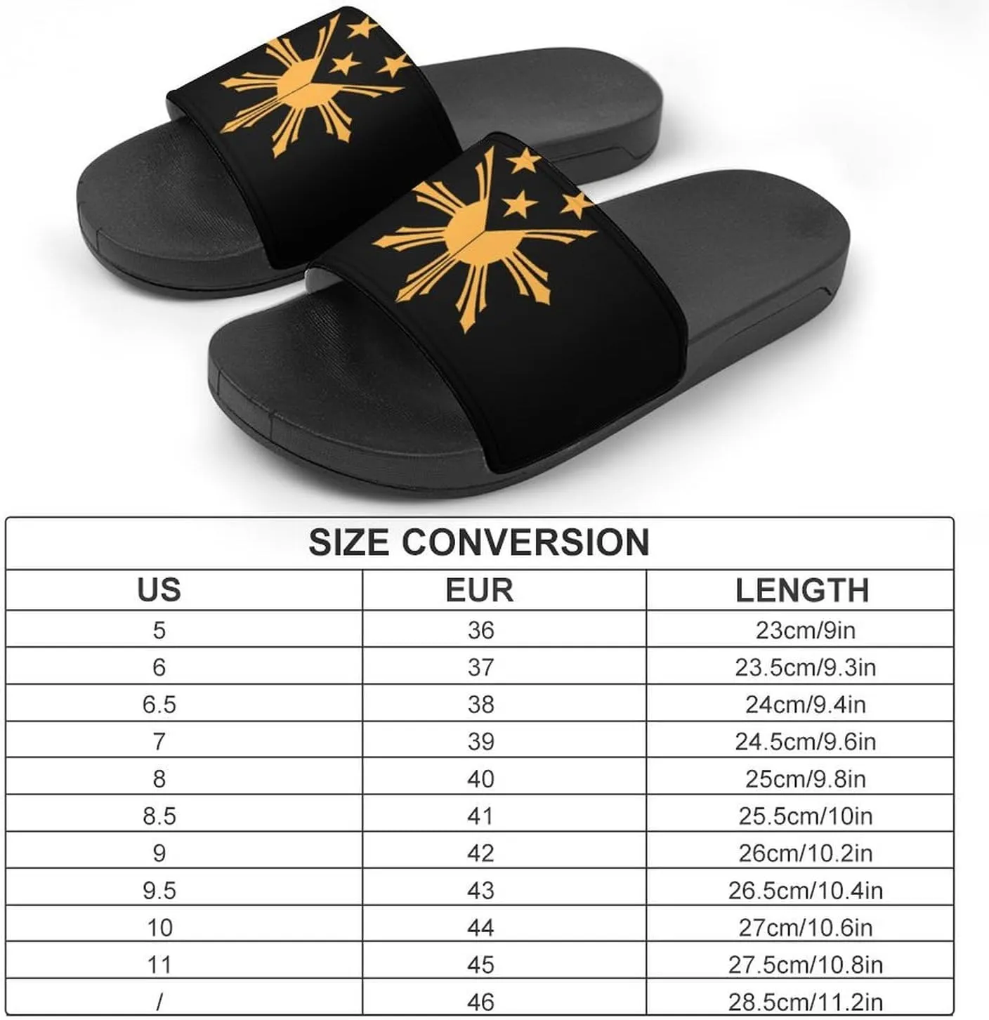 Tribal Philippines Filipino Sun and Stars Flag Funny Slide Sandals Non-Slip PVC Shower Slipper House Shoes Open Toe Slippers for Adult