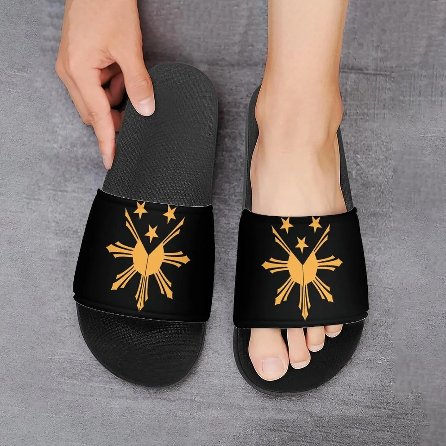 Tribal Philippines Filipino Sun and Stars Flag Funny Slide Sandals Non-Slip PVC Shower Slipper House Shoes Open Toe Slippers for Adult