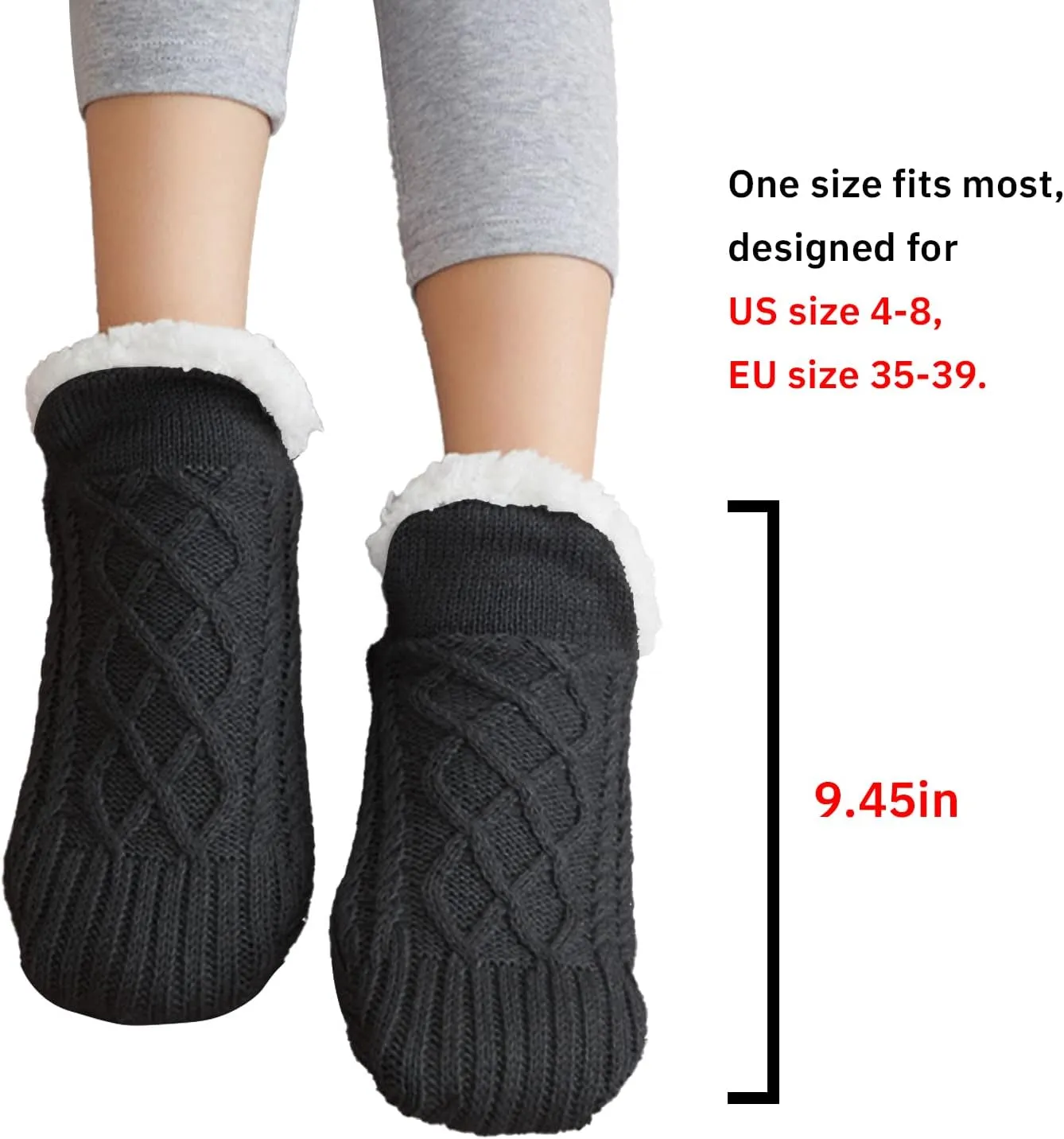 Triplewood Women's Winter Slipper Socks Grip Socks Fuzzy Fleece Lined Non-slip Warm Socks