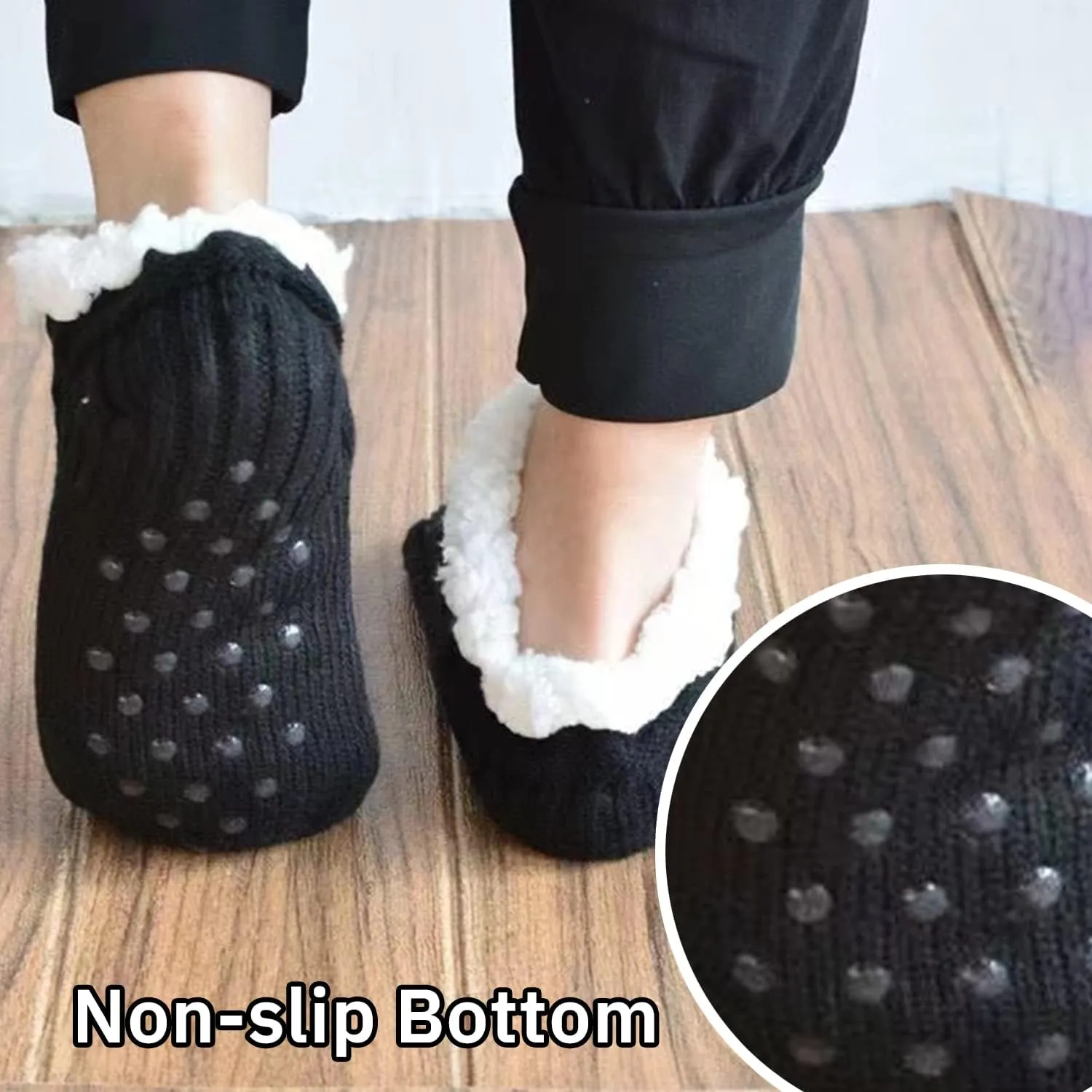 Triplewood Women's Winter Slipper Socks Grip Socks Fuzzy Fleece Lined Non-slip Warm Socks