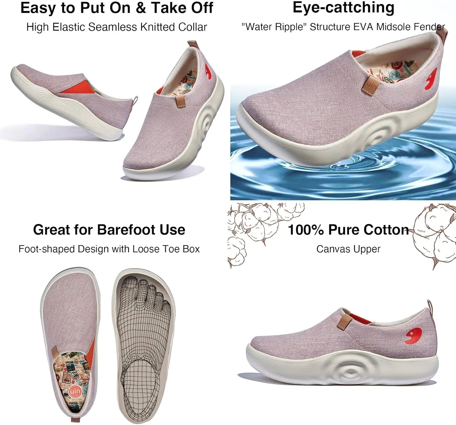 UIN Women's Walking Shoes Art Travel Slip On Casual Lightweight Fashion Sneaker Toledo Ⅹ