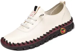 Ultra Soft Orthopedic Shoes for Women Leather Round Toe Flat Shoes Casual Walking Shoes with Arch Support Comfort Breathable
