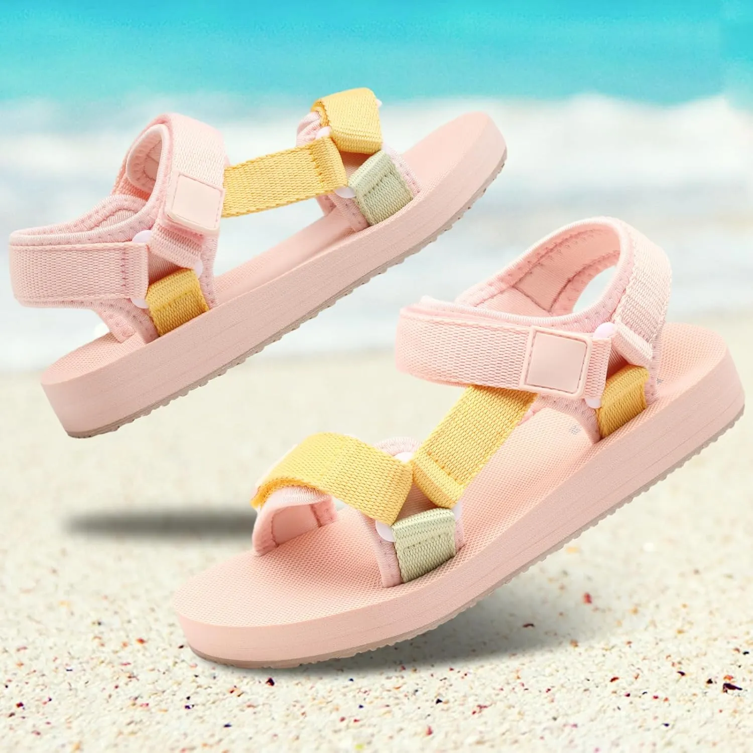 Unisex-Child Big Kids Sandals Adjustable Straps Slip on Athletic Sandals Outdoor Casual Shoes