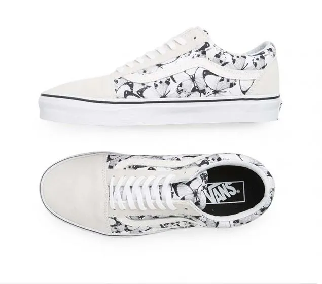 VANS OLD | Excellent aftercare WHITE BLACK On-demand shipping | SKOOL TRUE (BUTTERFLY)