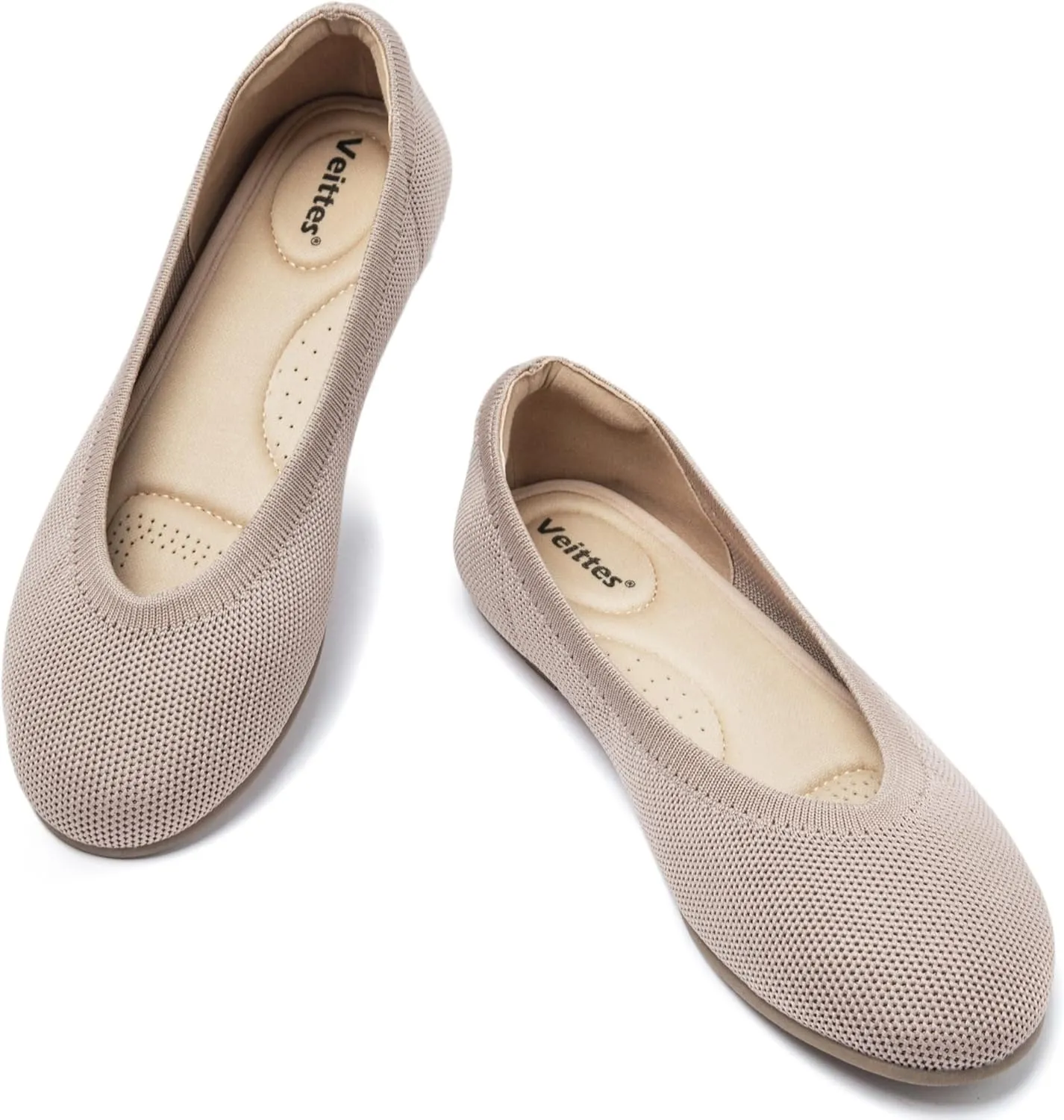 Veittes Women's Wide Width Flats Shoes, Ladies Fashion Comfortable Breathable Office Ballet Flats Shoes.